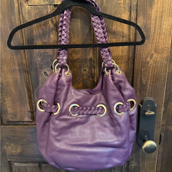 Michael Kors Plum Shoulder Bag with Gold Accents - Picture 3 of 5